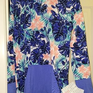 NWT, LuLaRoe S Amber: Blue & Coral Tropical Floral